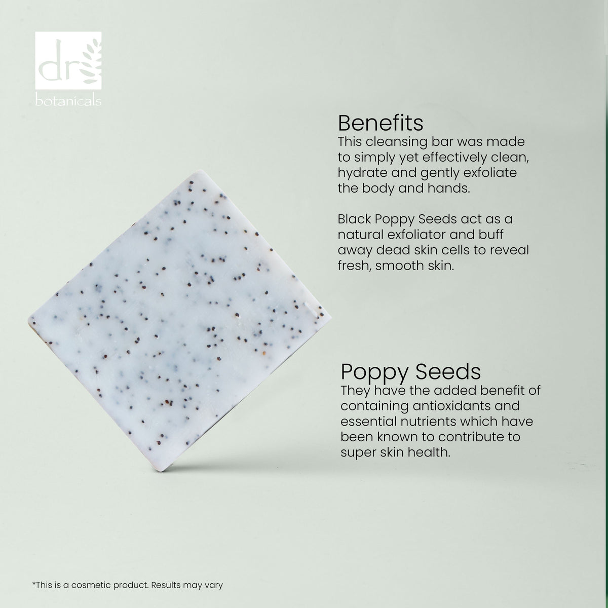 Dr Botanicals Strawberry and Poppy Seed Soap Bar for body cleansing