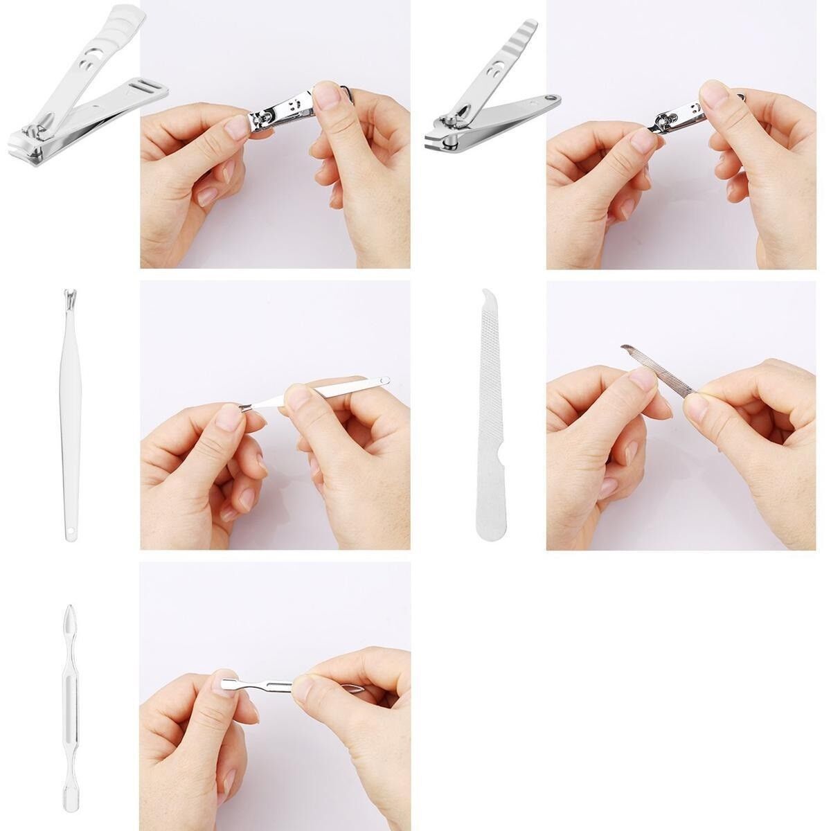 12 Piece Stainless Steel Manicure Pedicure, Cuticle Cutter Nail Clipper Set