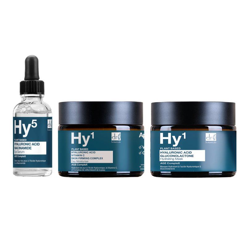 Dr Botanicals Hyaluronic Acid Anti Ageing Skincare Set with Day Moisturiser, Eye Serum and Face Mask