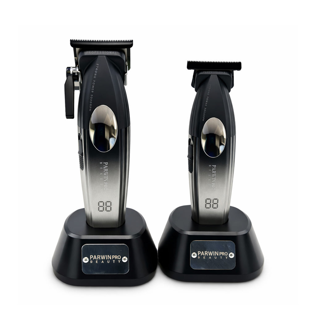 Parwin Pro+ Cordless Hair Clipper &amp; Trimmer Bundle – Gold / Grey
