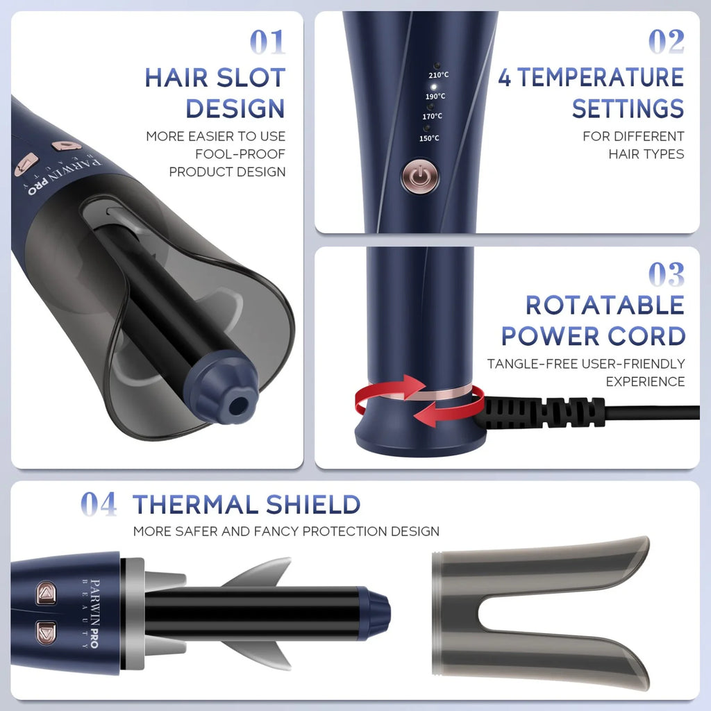 Parwin Pro Beauty Automatic Smart Curling Iron – Prussian Blue