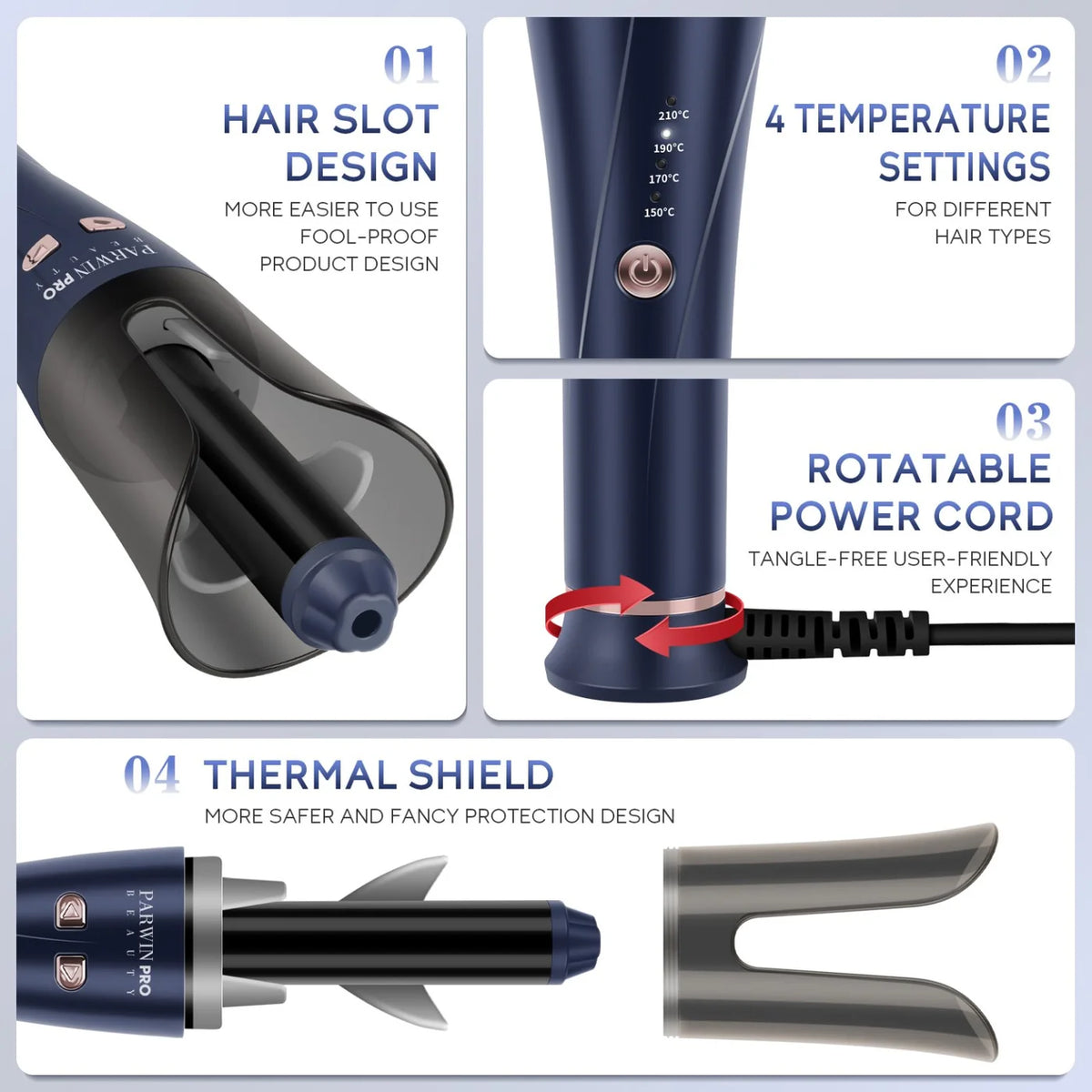 Parwin Pro Beauty Automatic Smart Curling Iron – Prussian Blue