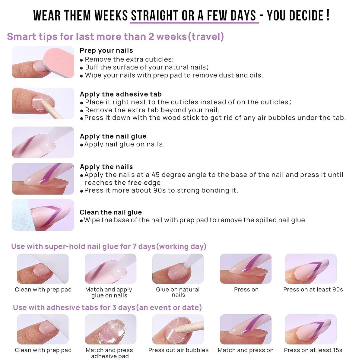 BTArtbox Short Press On Nails – Vanilla Glazed, White Soft Gel, 15 Sizes, 30 Nails
