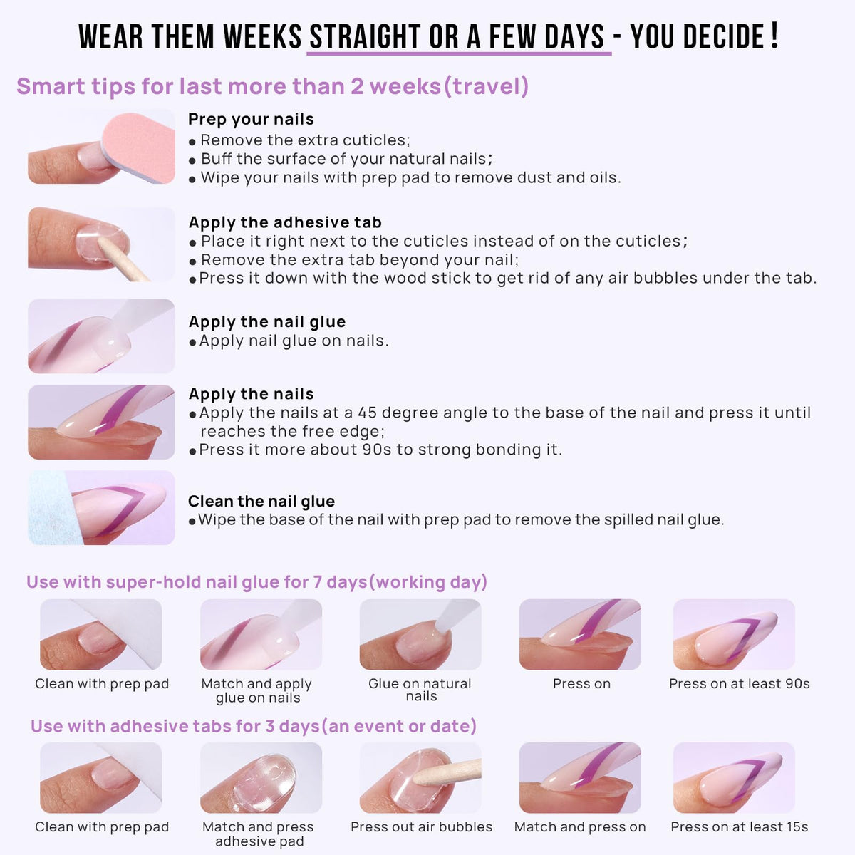 BTArtbox Cozy Cocoa Press-On Nails — Short Square, Glossy French Tips, Matte Finish, 16 Sizes, Valentine’s Day Gift