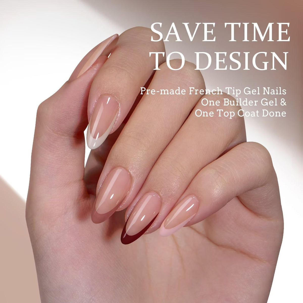BTArtboxnails XCOATTIPS Almond Press-On Nails – All-in-One French Gel Kit