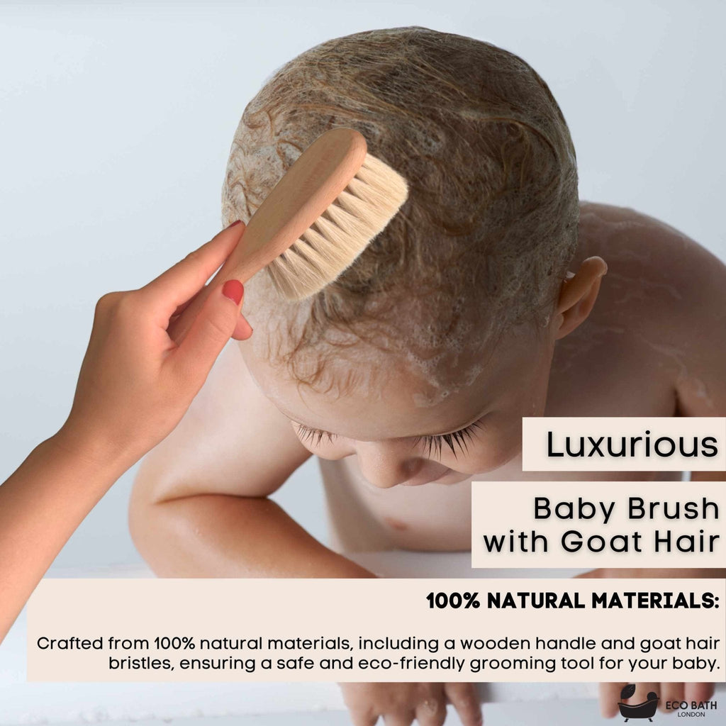 Eco Bath London Baby Brush with Goat Hair - Ultra Soft Baby Bath Brush for Newborns