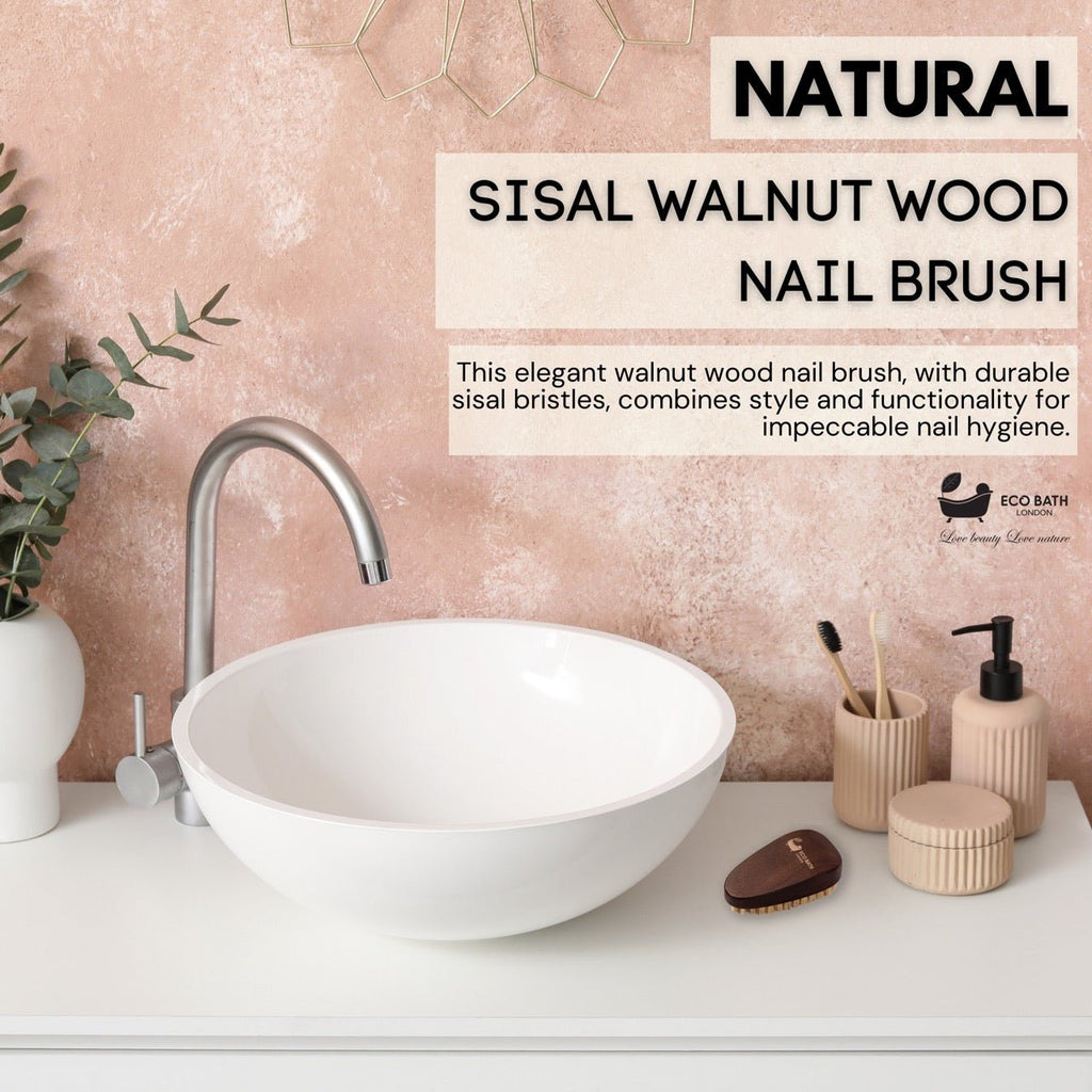 Eco Bath Natural Sisal Walnut Wood Nail Brush - Luxurious Design