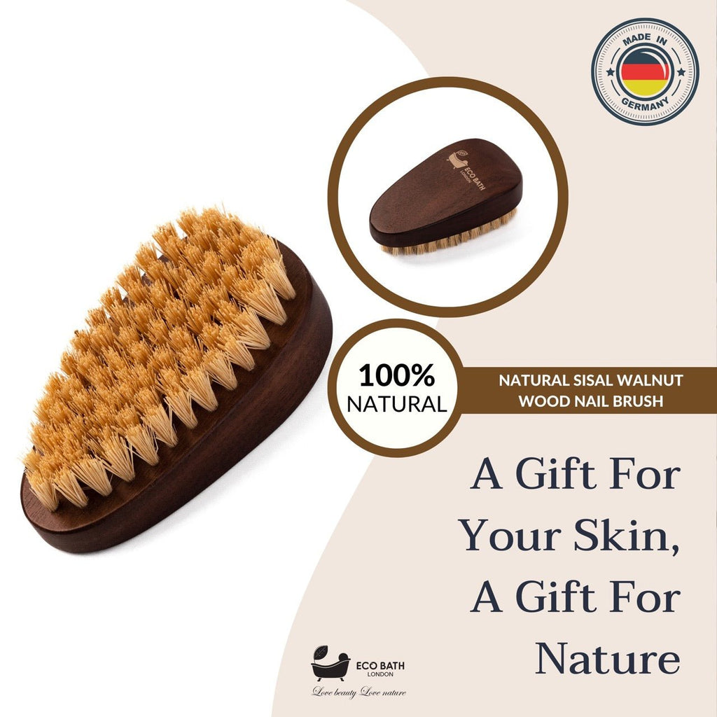 Eco Bath Natural Sisal Walnut Wood Nail Brush - Luxurious Design