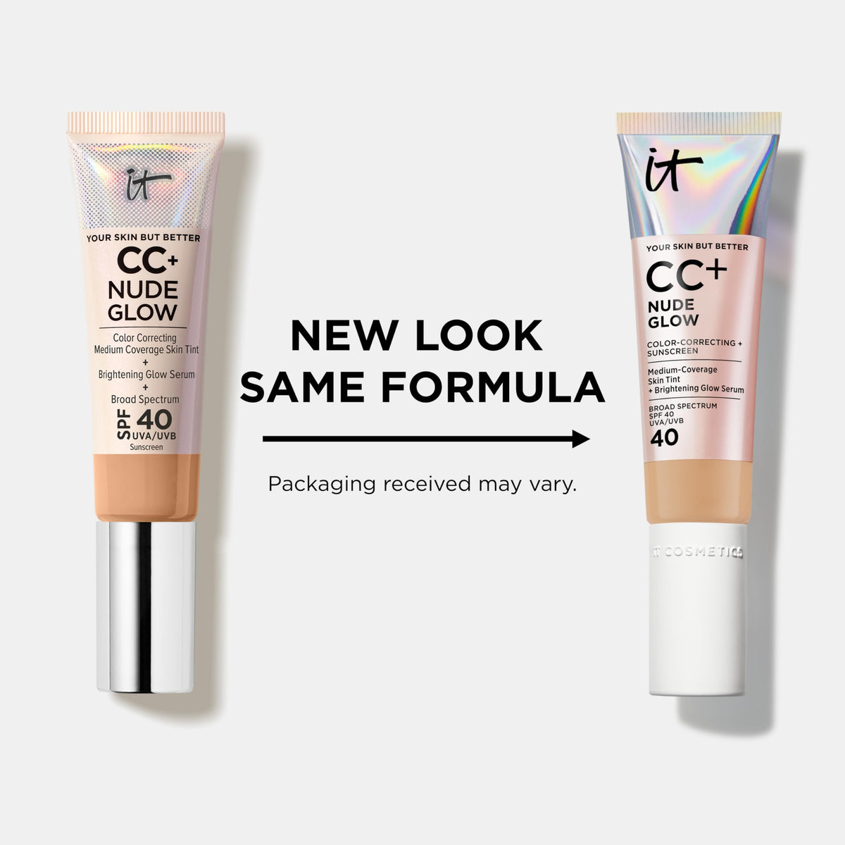 IT Cosmetics CC+ Nude Glow Skin Tint SPF 40 – Light Coverage, 1.08 fl oz
