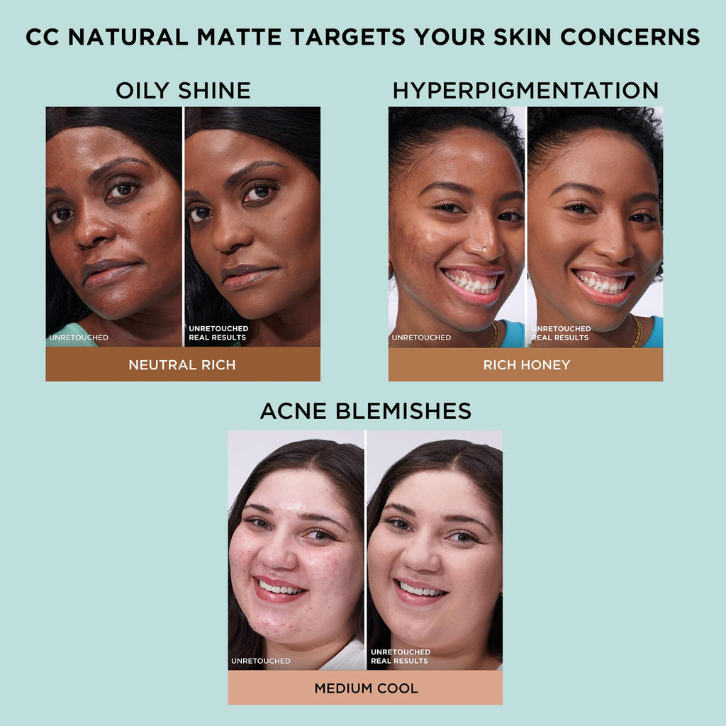 IT Cosmetics CC+ Cream Natural Matte Fair Porcelain — SPF 40, 16HR Shine Control, Pore-Blur, Noncomedogenic