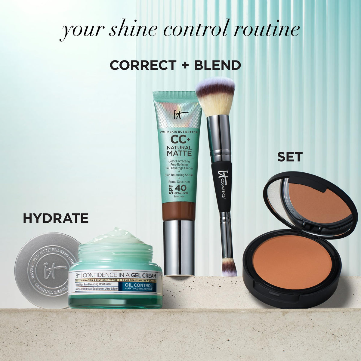 IT Cosmetics CC+ Cream Natural Matte Deep Cool – SPF 40, 16HR Shine Control, Poreless Full Coverage