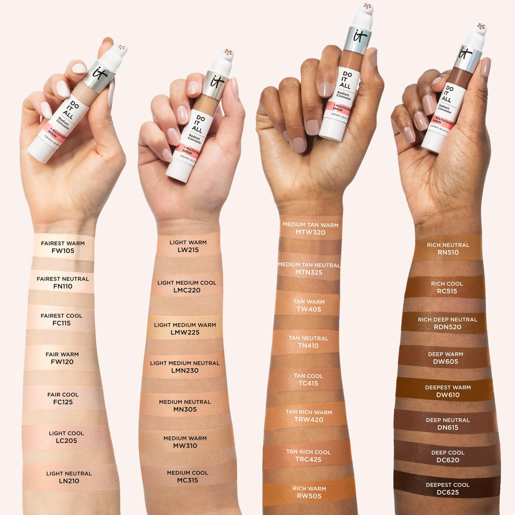 IT Cosmetics Do It All Radiant Concealer – Hydrate, Brighten, Creaseless Medium Coverage (Tan Cool) – 0.2 fl oz