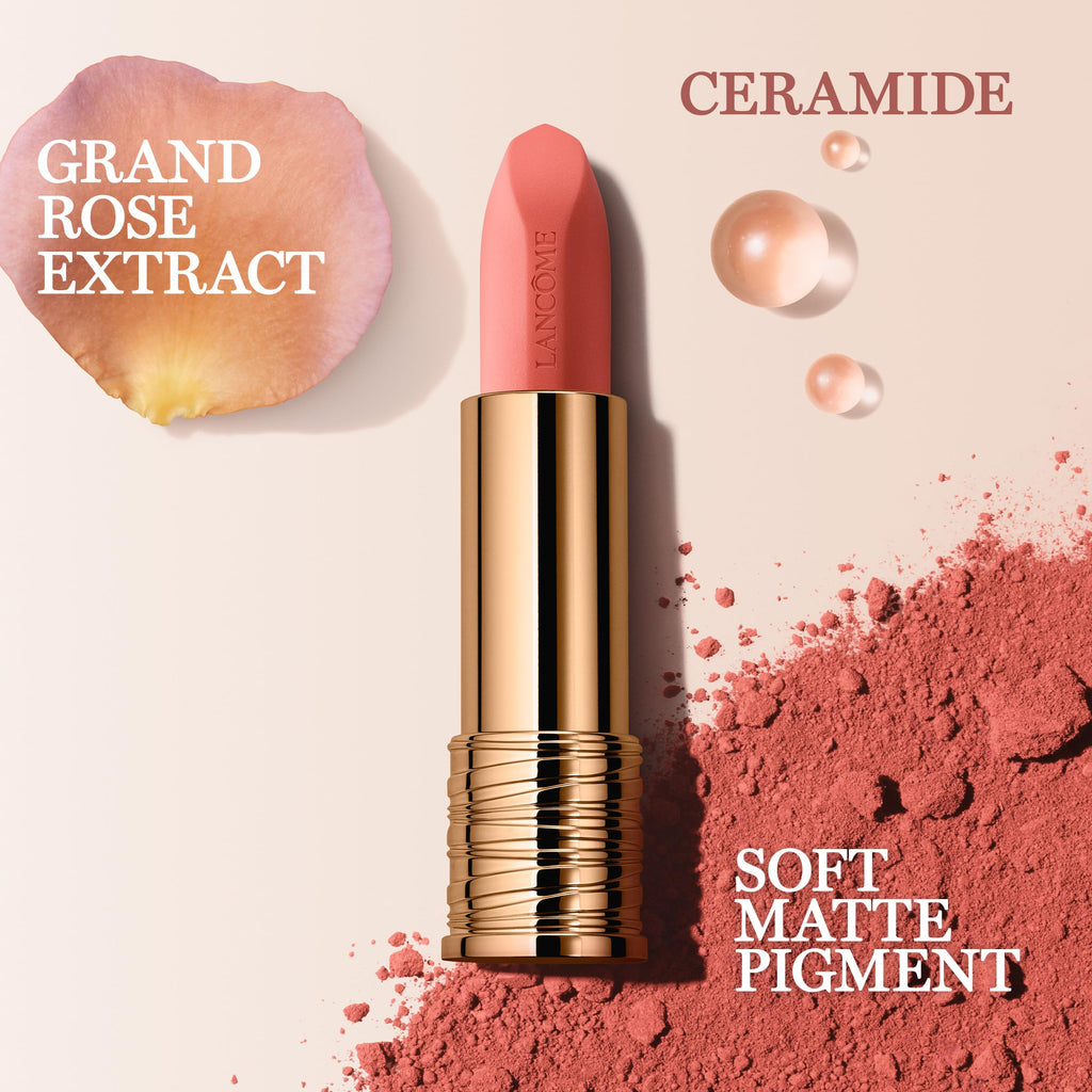 Lancôme L'Absolu Rouge Intimatte Hydrating Matte Lipstick – Buildable Soft Matte Finish, Up To 24HR Comfort – 340 Lovers Whispers