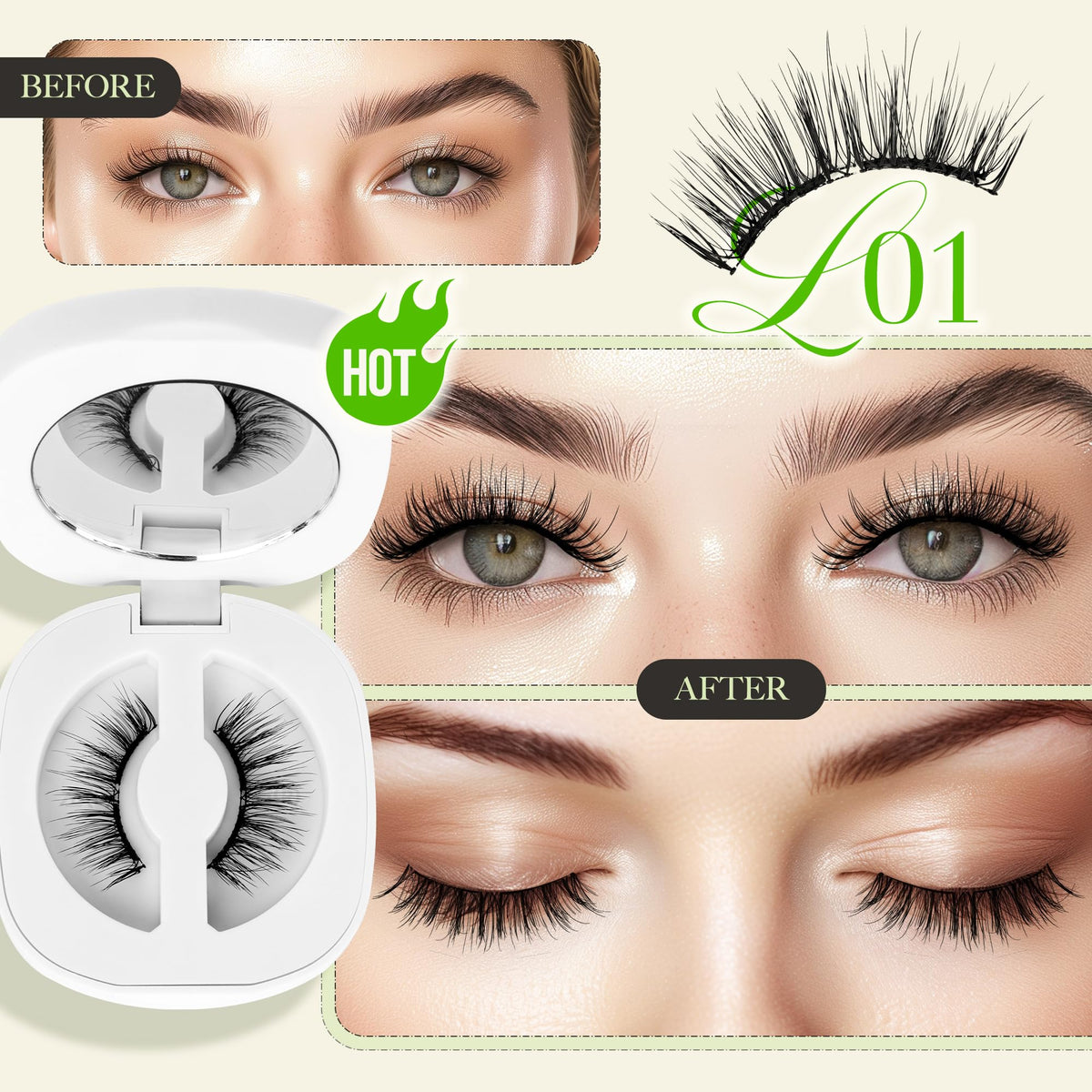 LASHVIEW Soft Magnetic Eyelashes with Applicator – Reusable, Glue-Free Lashes (L01)