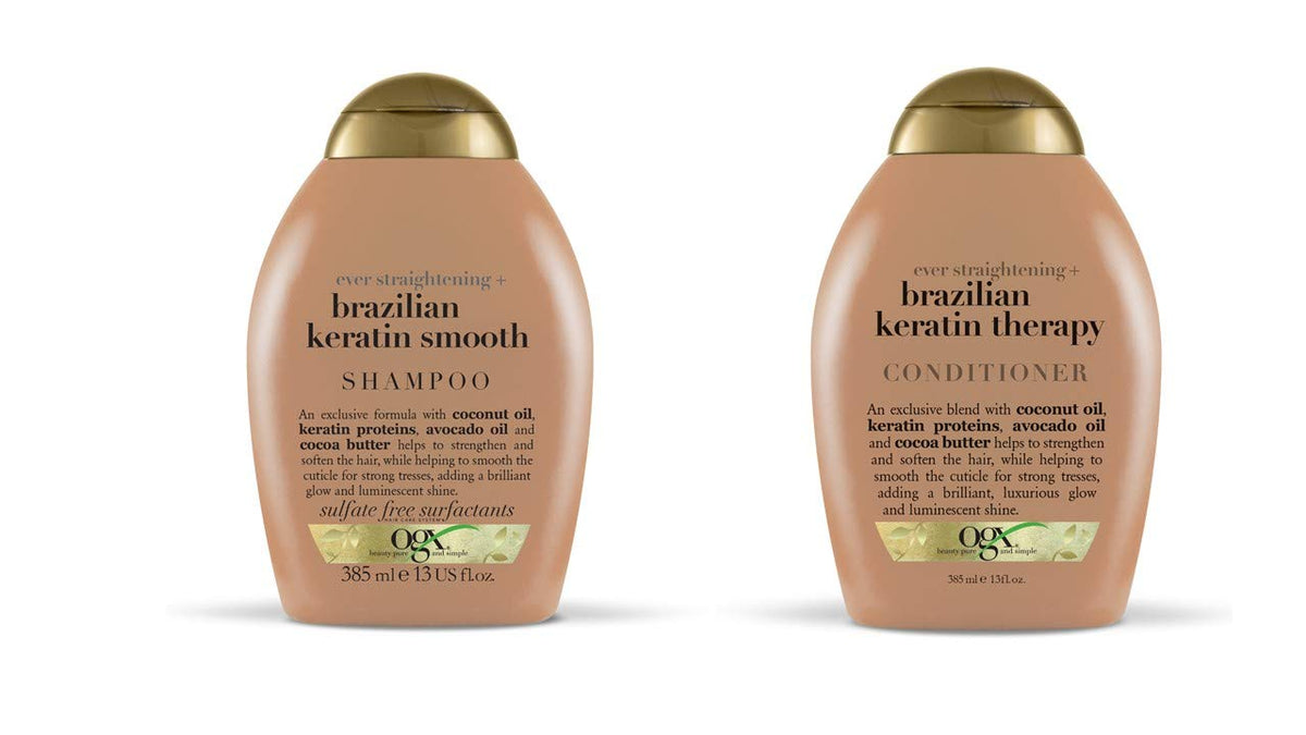 OGX Ever-straightening + Brazilian Keratin Therapy Shampoo & Conditioner Set – 13 oz x 2
