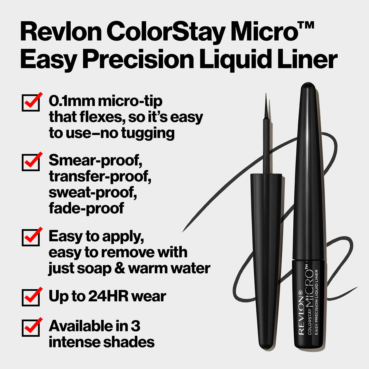 REVLON ColorStay Micro Easy Precision Liquid Eyeliner – Waterproof, Smudge-Proof, 0.1mm Tip, 2 Pack (Blackout)