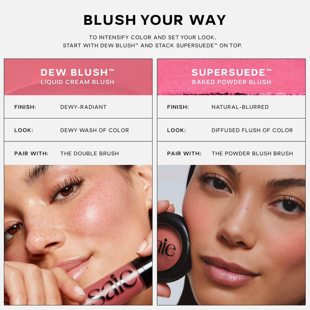 Saie SuperSuede Baked Blush in Mia – Talc-Free Hydrating Powder with Hyaluronic Acid (0.1 oz)